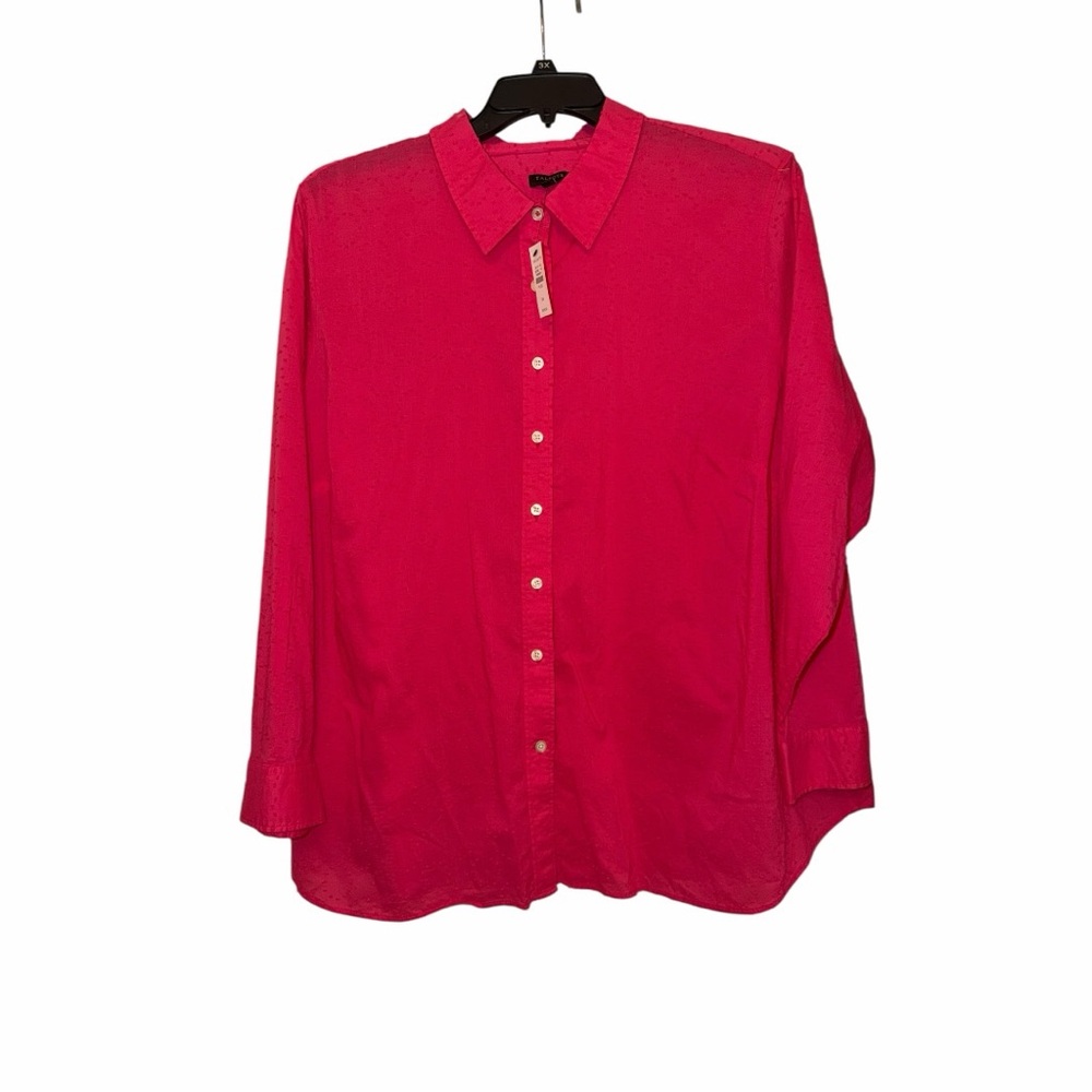 Talbots Bright Pink NWT Dotted Texture Button-Down Blouse